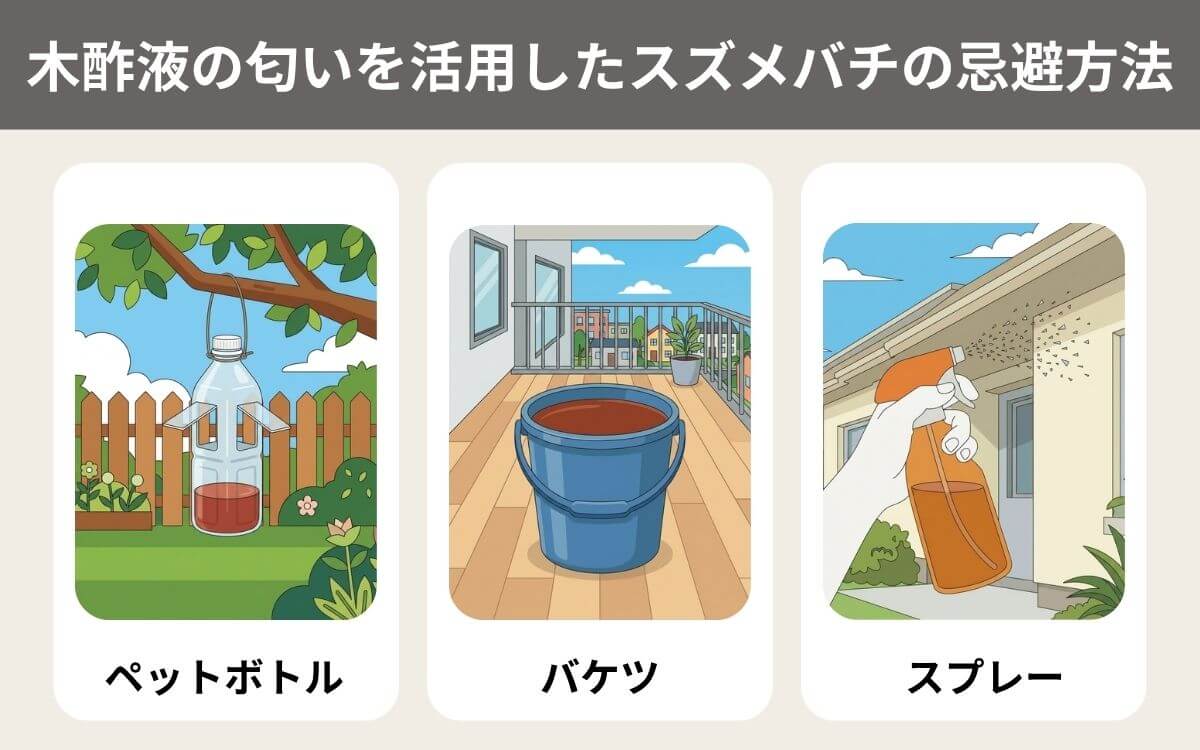 木酢液の匂いを活用したスズメバチの忌避方法