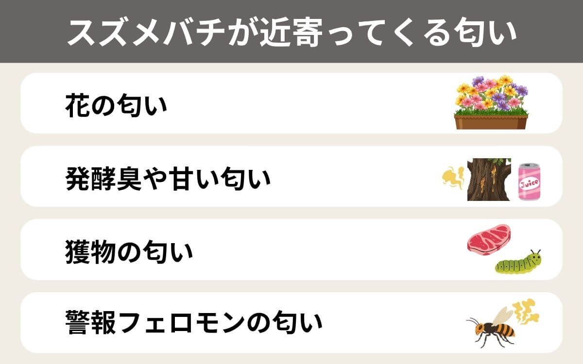スズメバチが近寄ってくる匂い