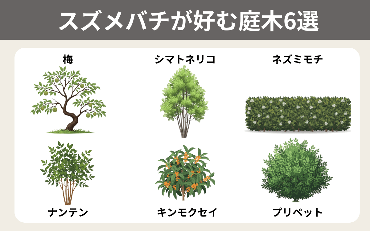 スズメバチが好む庭木6選