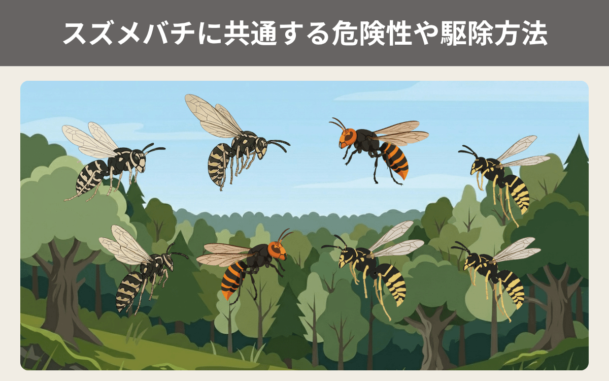 スズメバチに共通する危険性や駆除方法