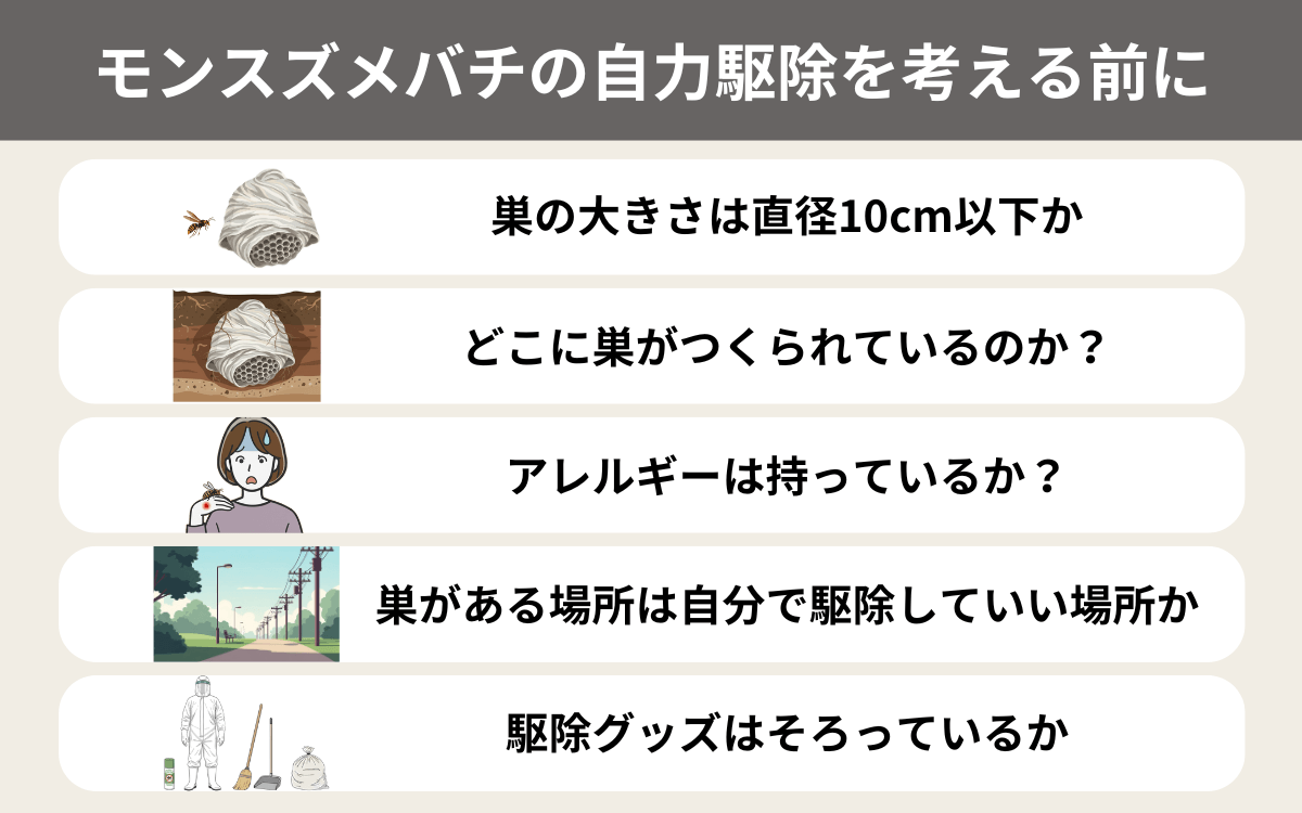 モンスズメバチの自力駆除を考える前に