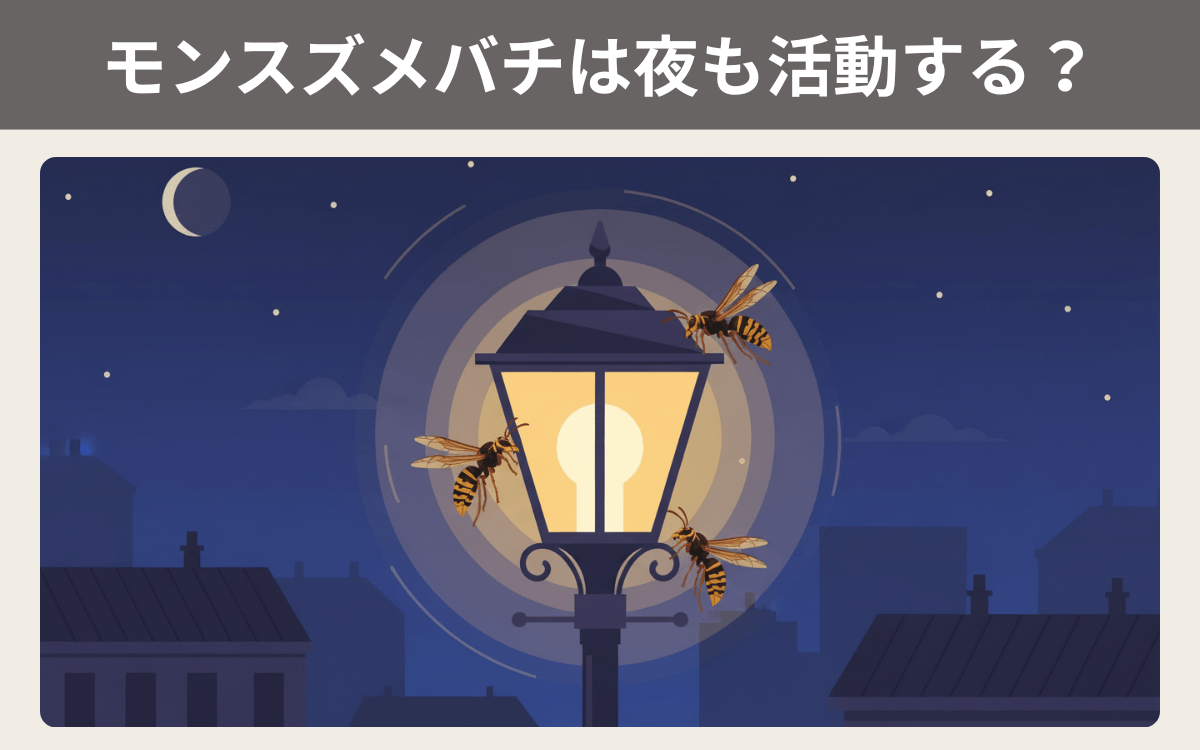 モンスズメバチは夜も活動する？