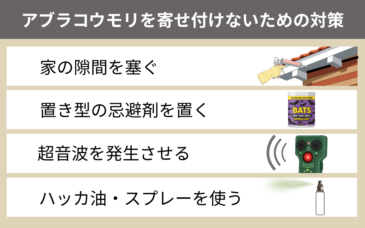 アブラコウモリを家に寄せ付けないためには？