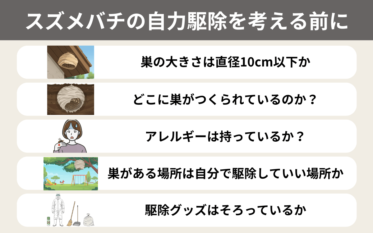スズメバチの自力駆除を考える前に