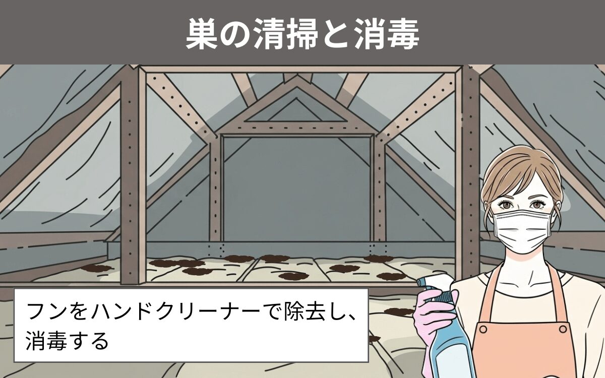 巣の清掃と消毒