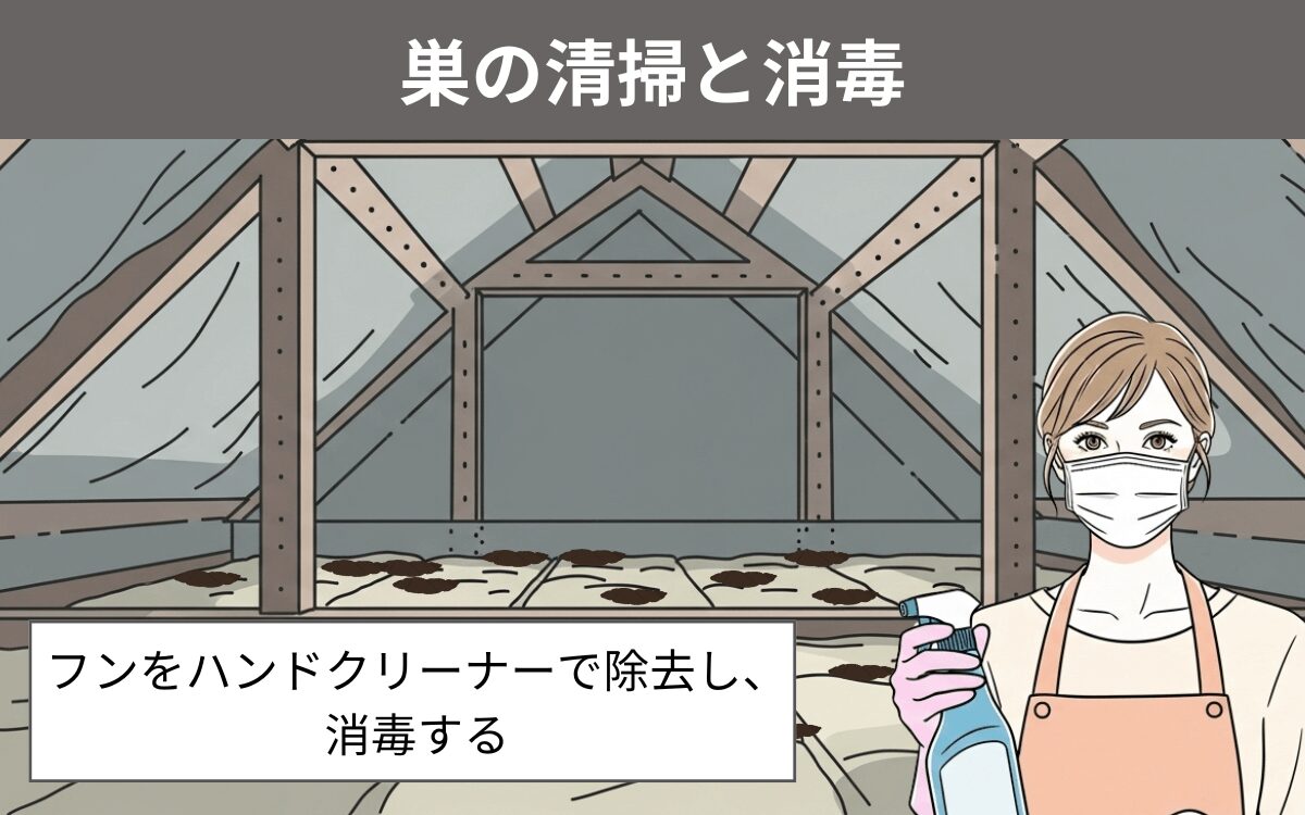 巣の清掃と消毒
