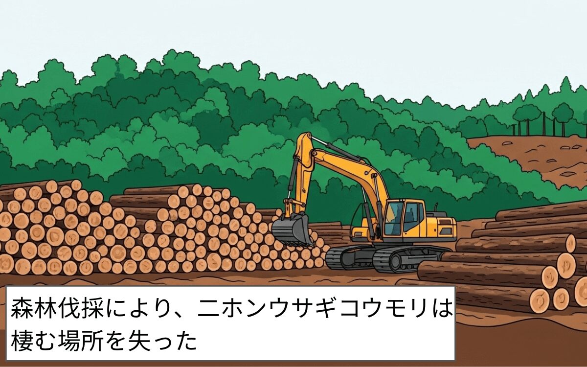二ホンウサギコウモリの減少原因①森林伐採