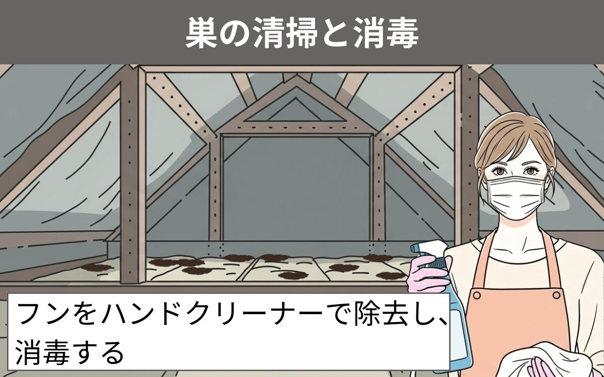 巣の清掃と消毒