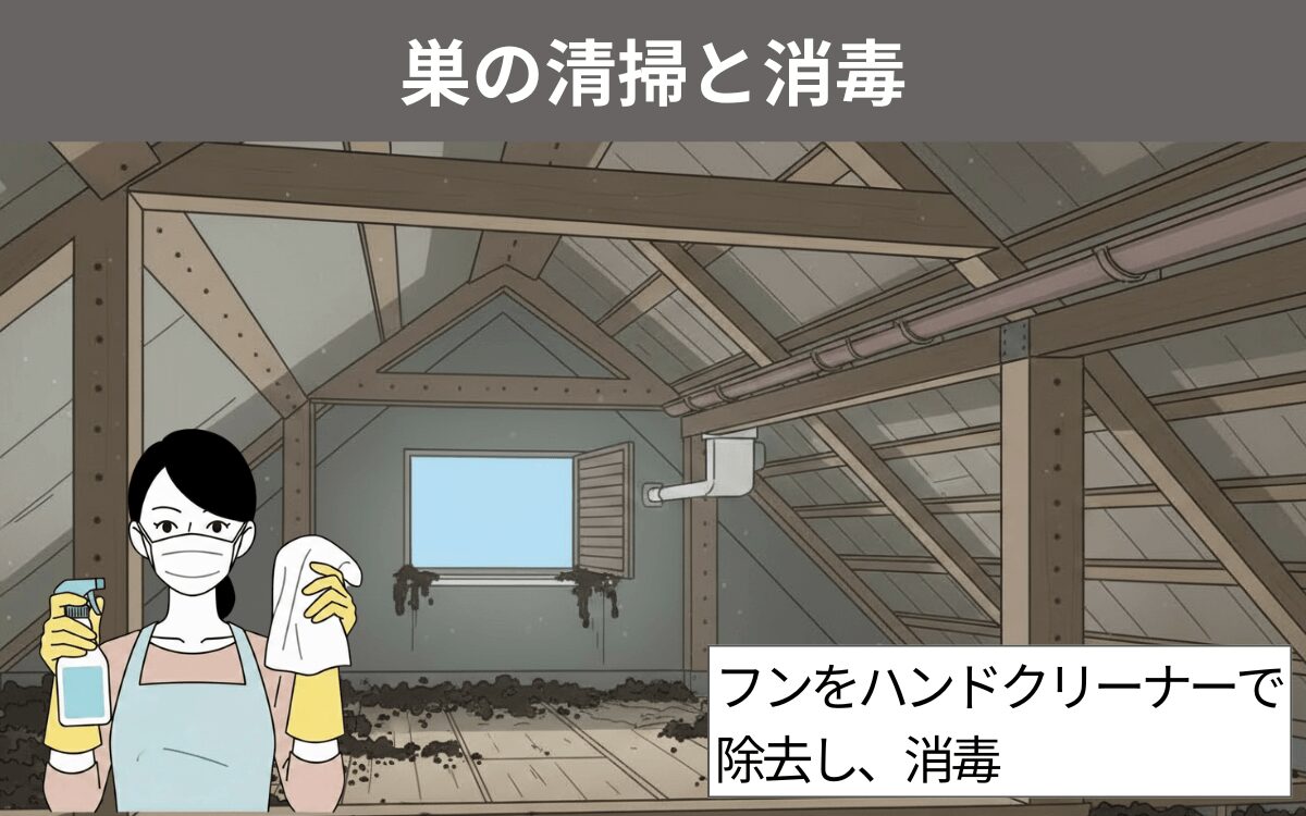 巣の清掃と消毒