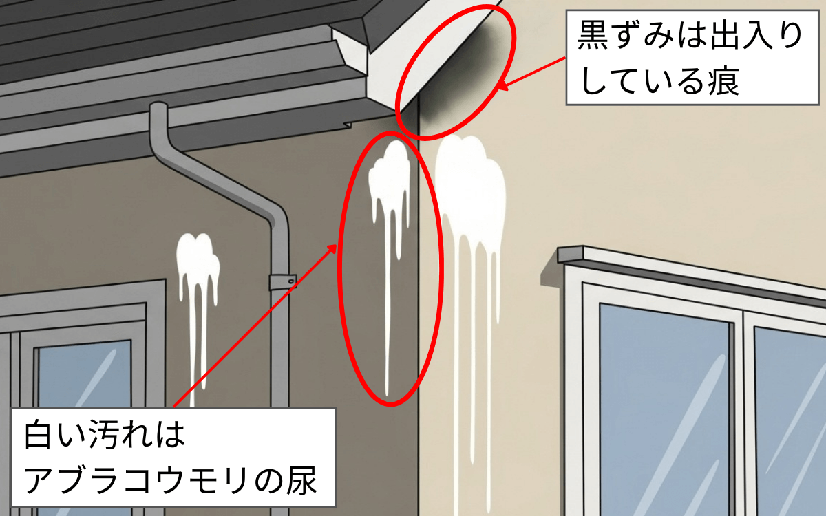 外壁の白い汚れと黒ずみ