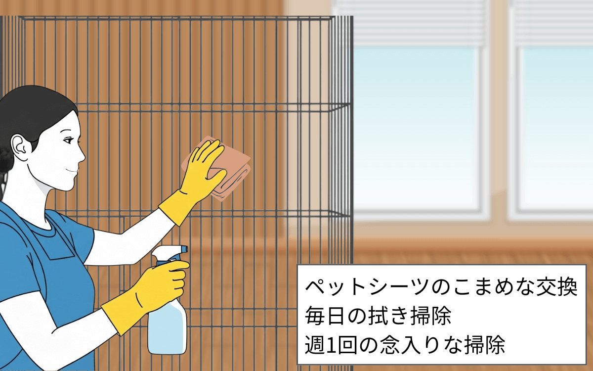 こまめにケージ内を掃除する