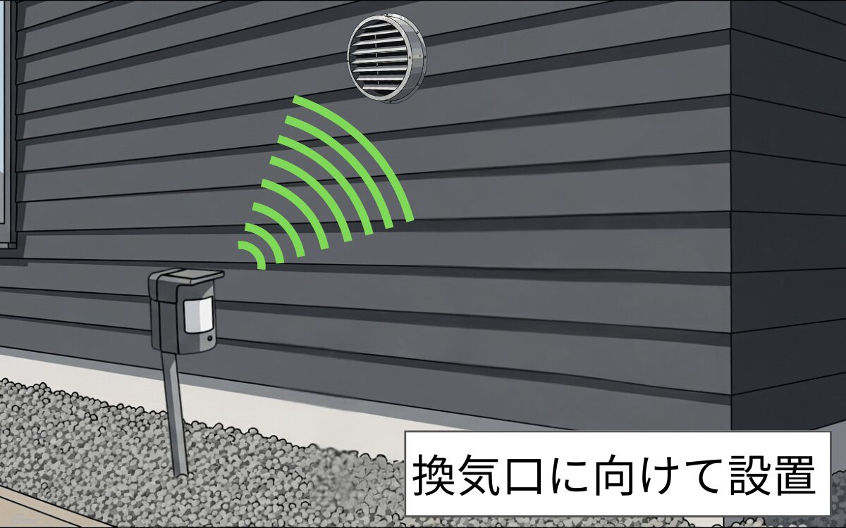 換気口付近に超音波発生器を設置する