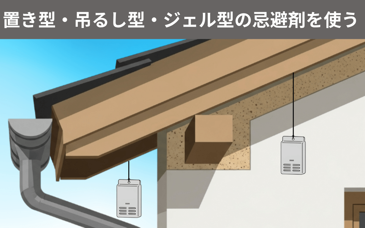置き型・吊るし型・ジェル型の忌避剤を使う