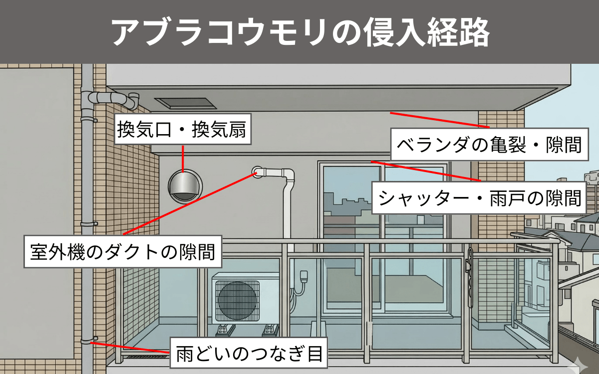 アブラコウモリの侵入経路