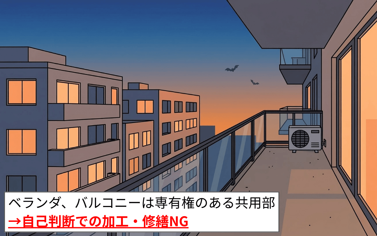 ベランダ、バルコニーは専有権のある共用部