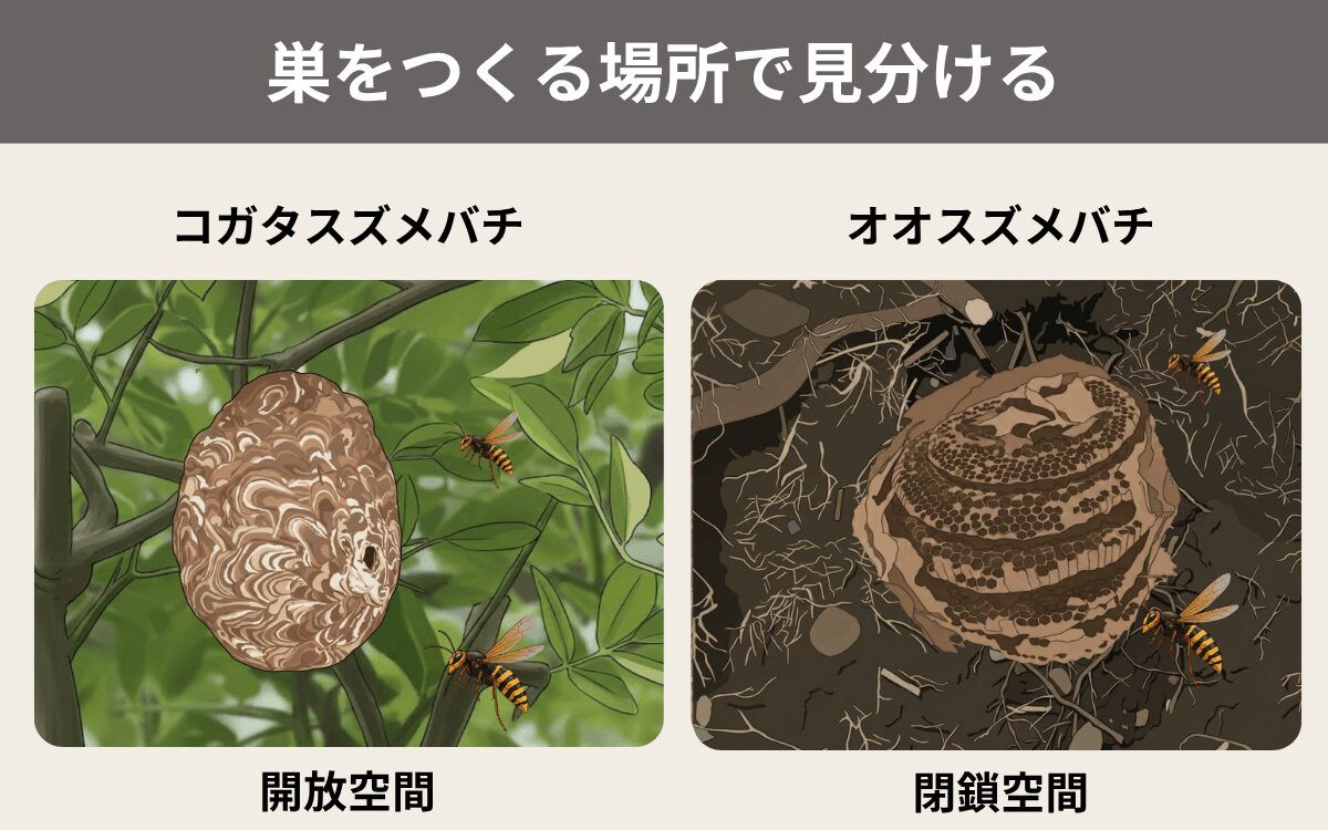 巣をつくる場所で見分ける