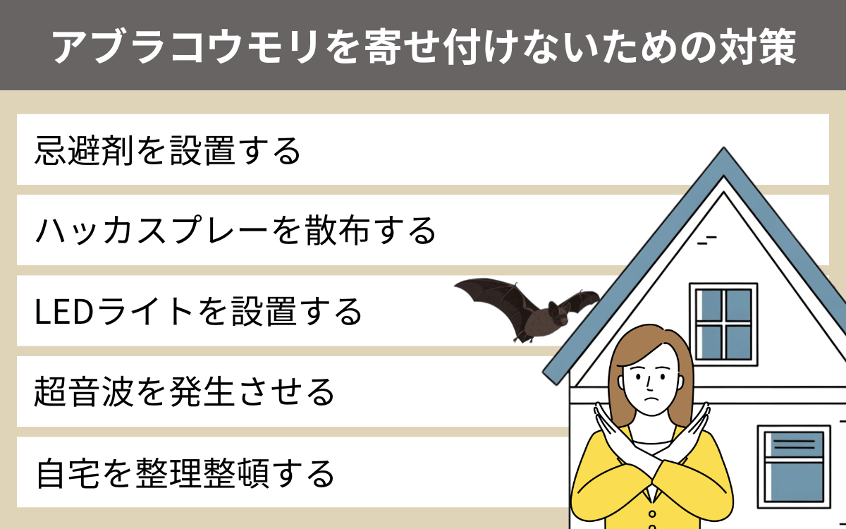 アブラコウモリを寄せ付けないための対策