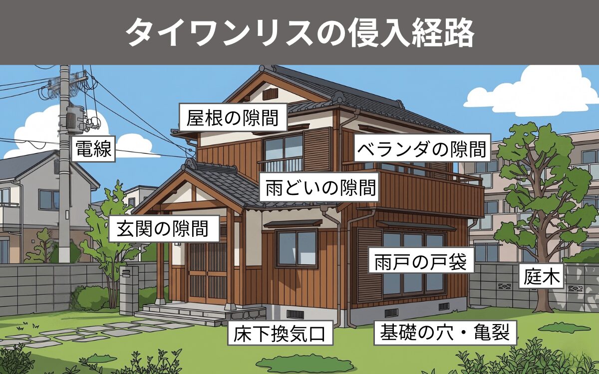 タイワンリスの侵入経路