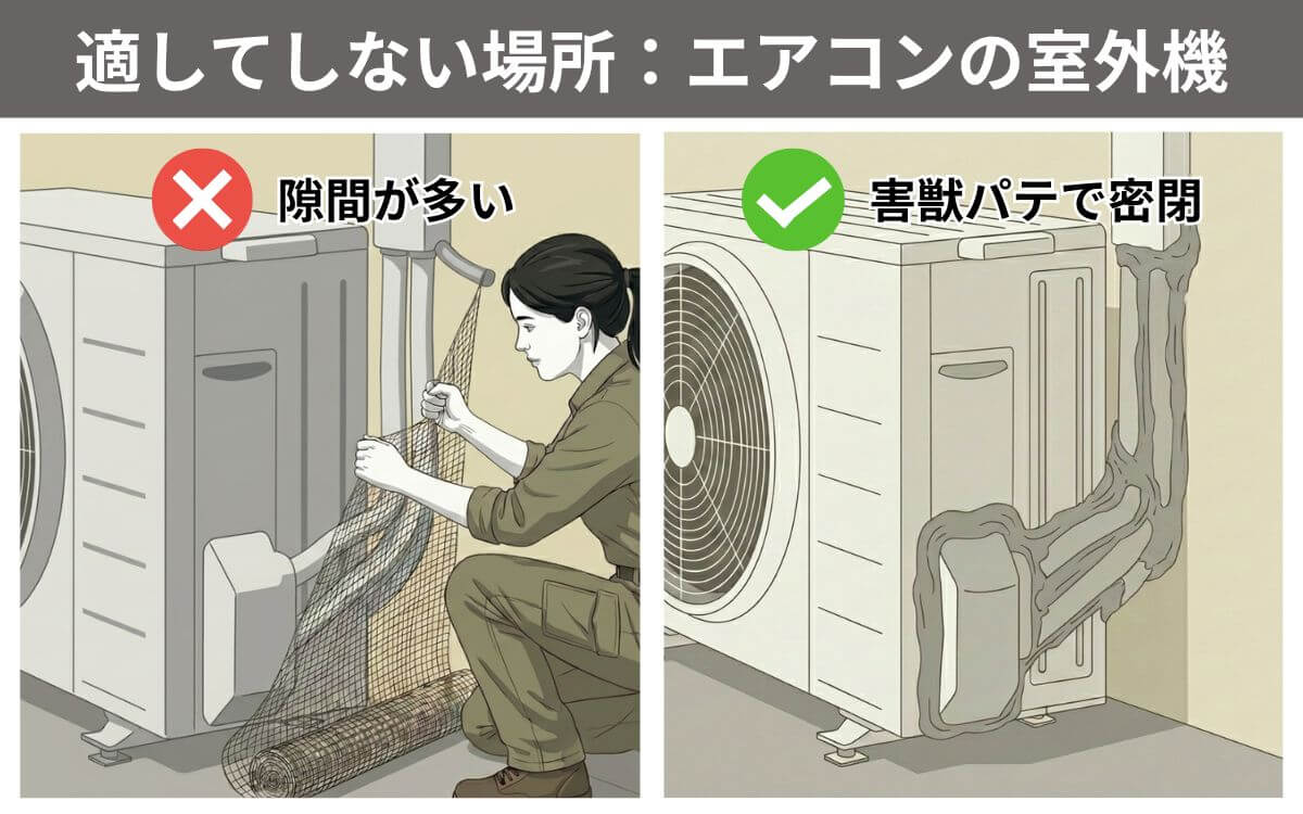 ネットが適していない場所室外機のダクト