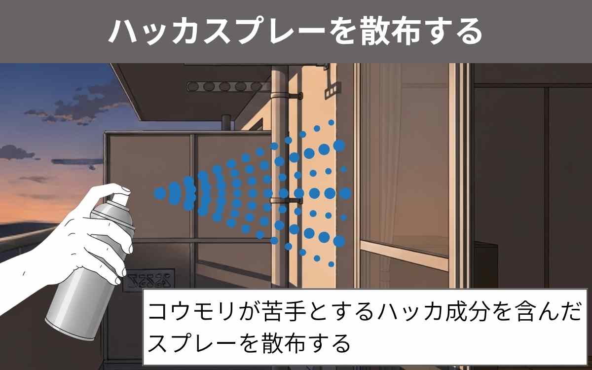 ハッカスプレーを散布する