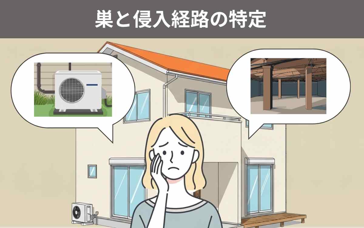 巣と侵入経路の特定