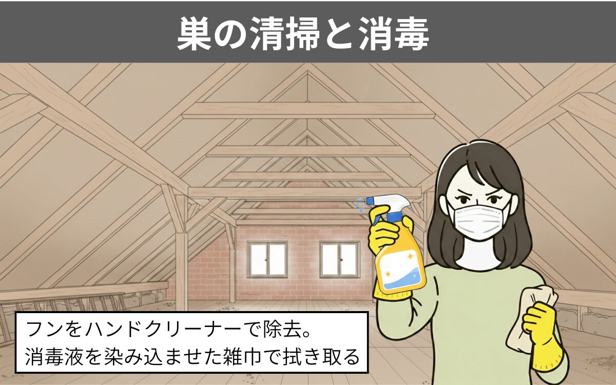 巣の清掃と消毒