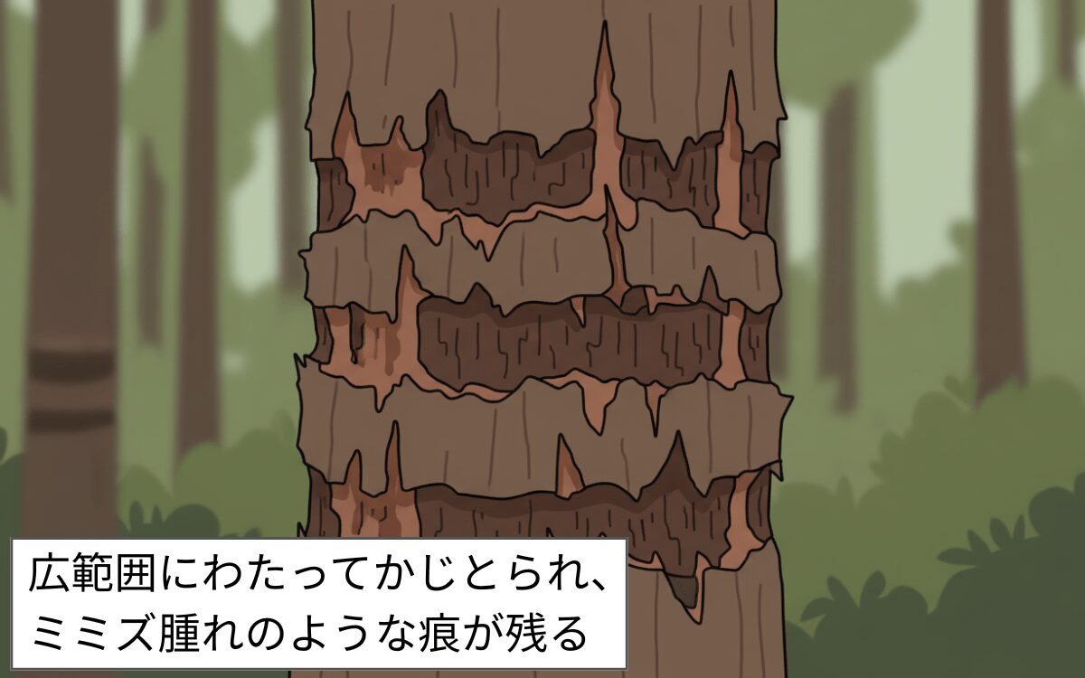 庭木の樹皮がかじられている