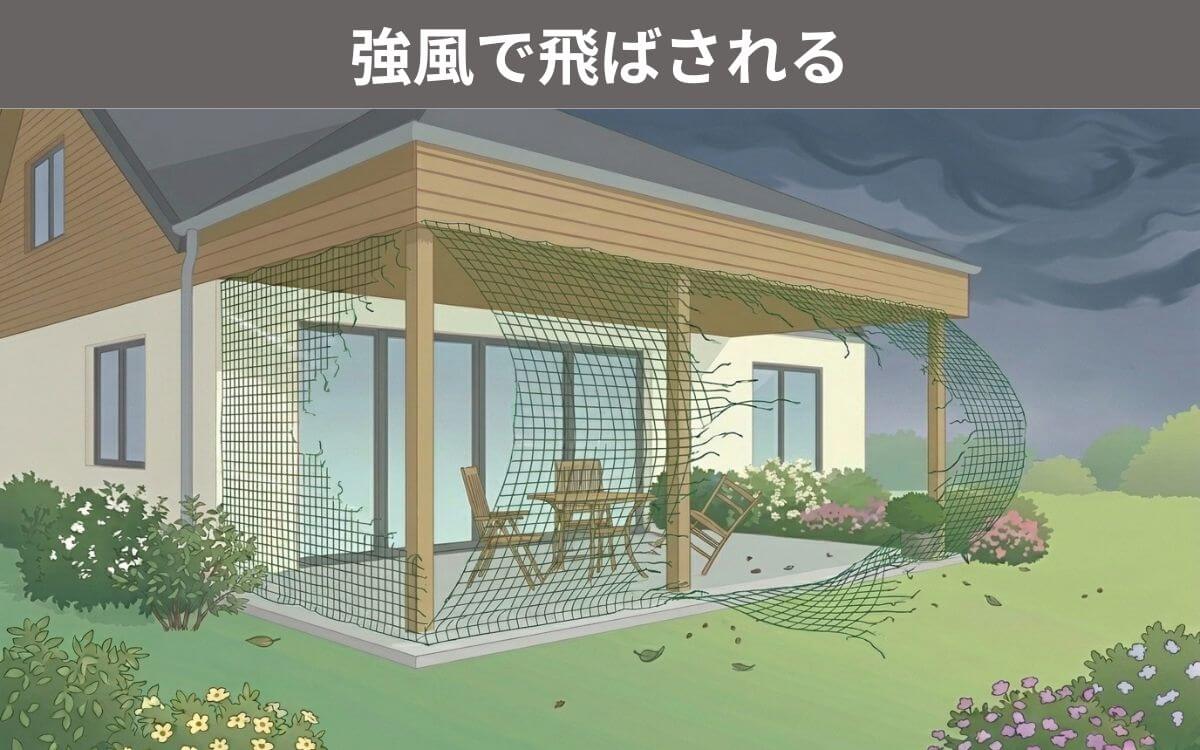 強風で飛ばされる