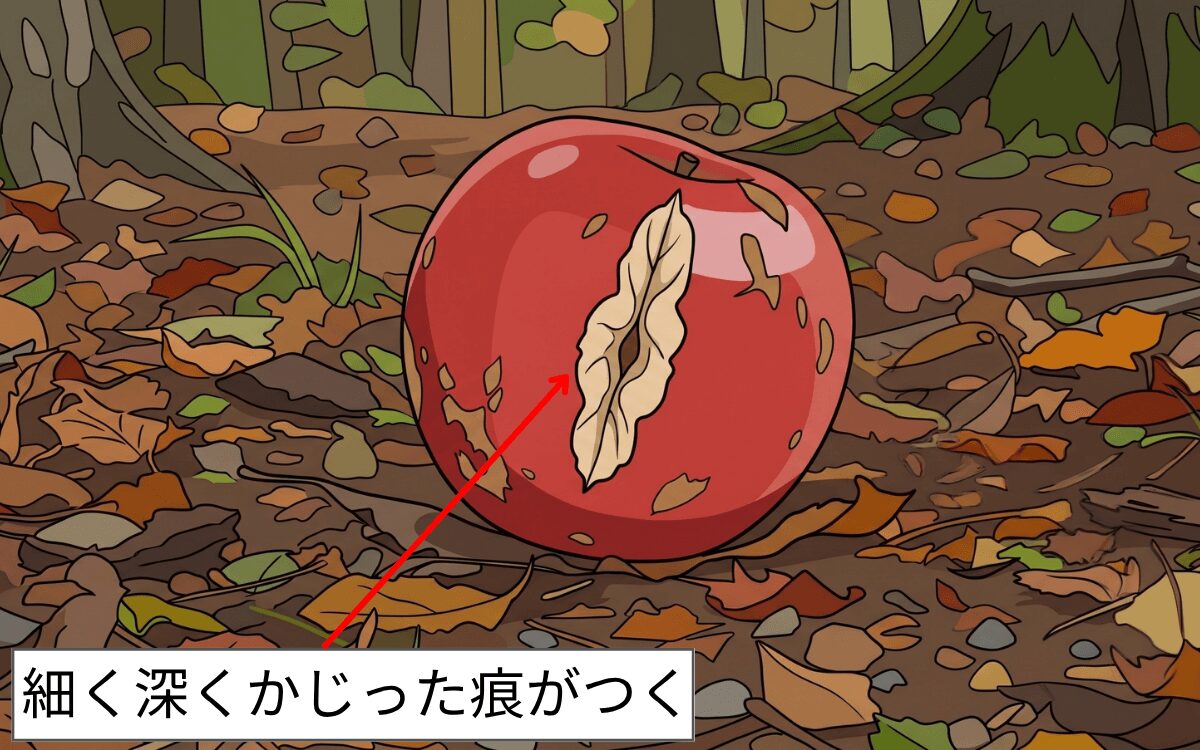 果実が一部だけかじられている