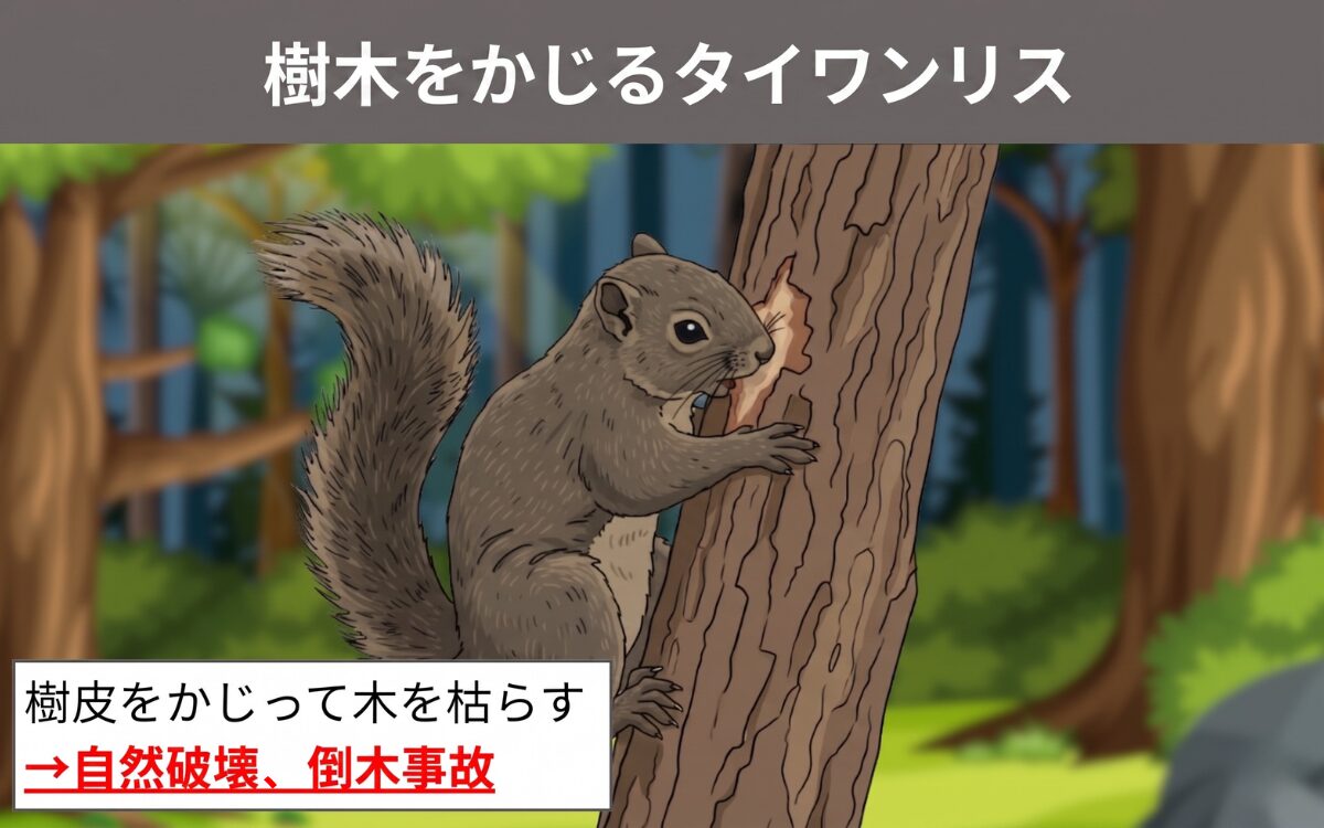 樹木をかじるタイワンリス 1