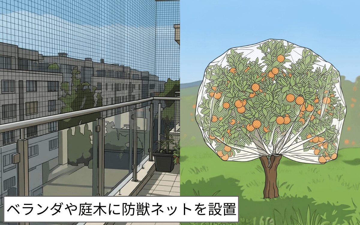 防獣ネットを張る
