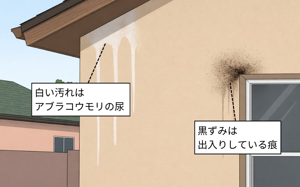コウモリによる外壁の汚れ