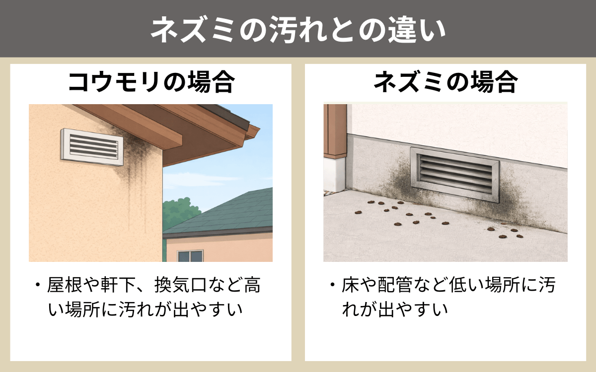 ネズミによる汚れとの違い
