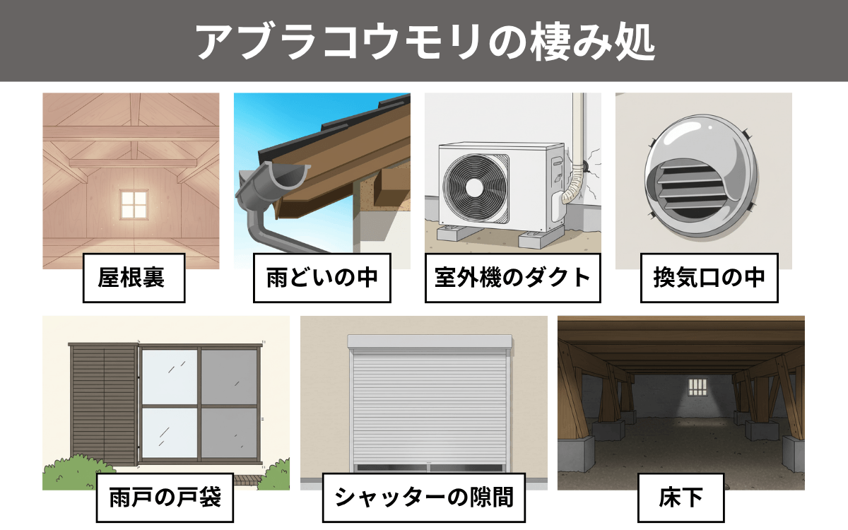 アブラコウモリが棲み処にする場所