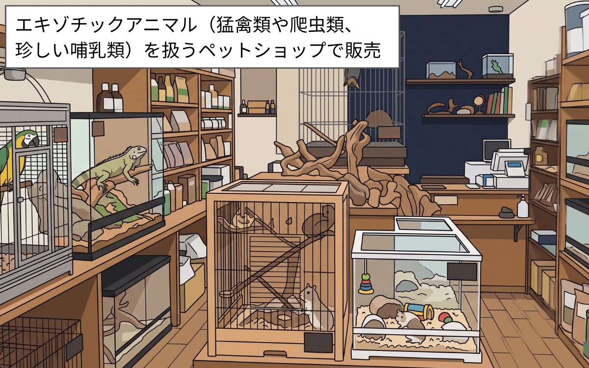 エキゾチックアニマルのペットショップ