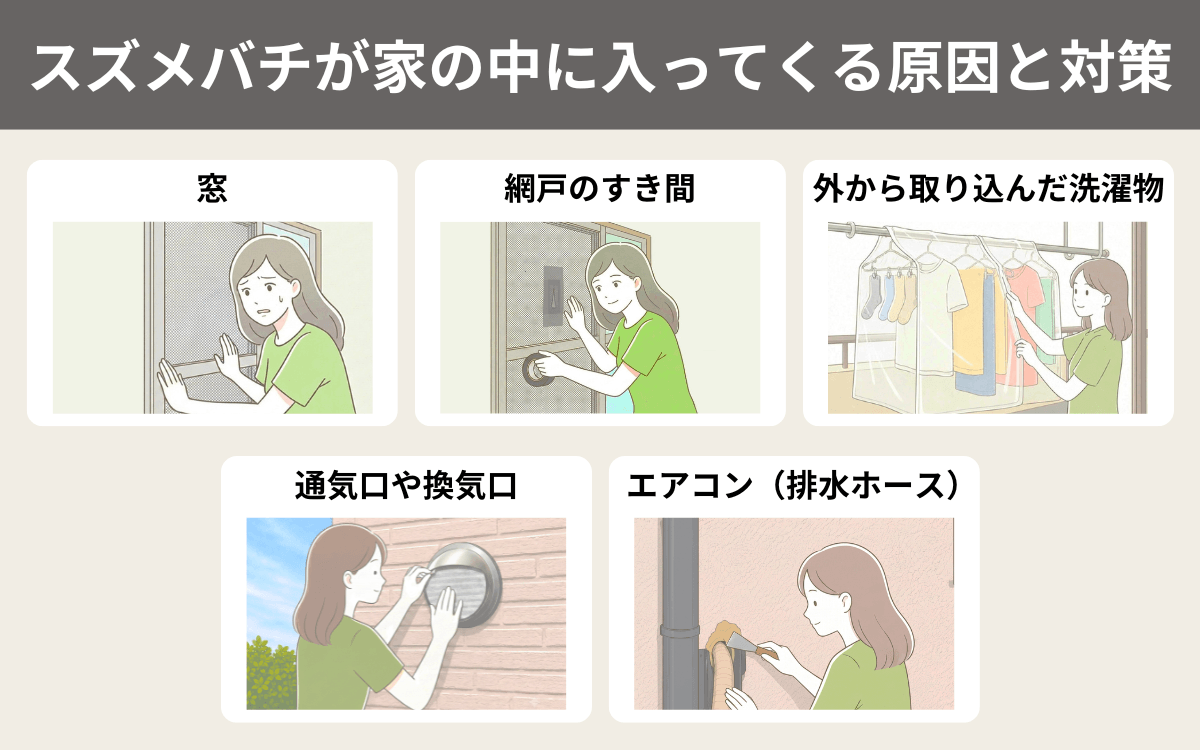 スズメバチが家の中に入ってくる原因と対策