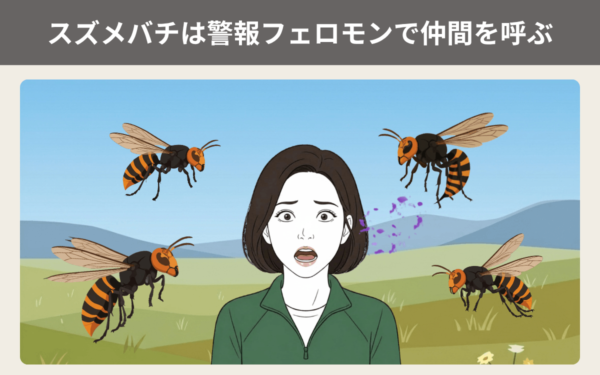スズメバチは警報フェロモンで仲間を呼ぶ