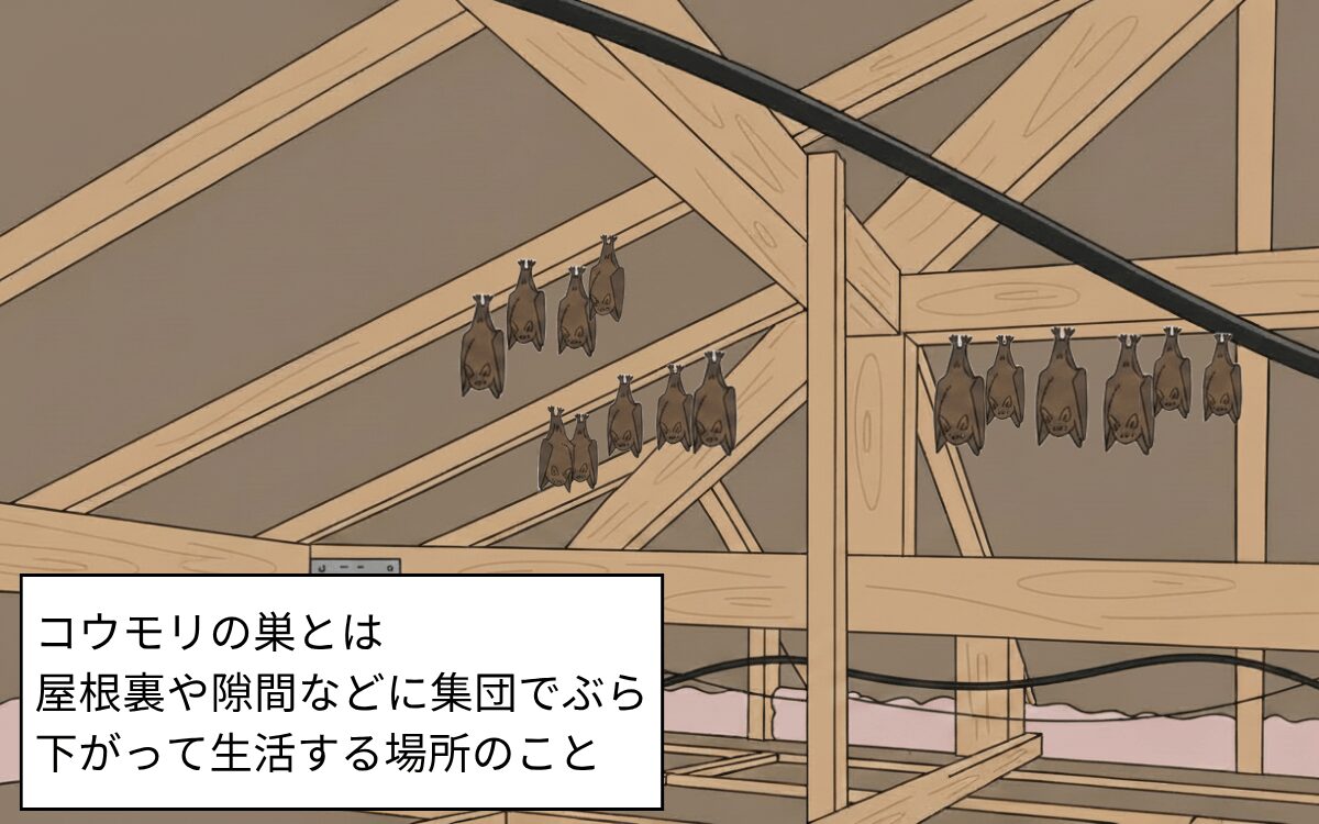 屋根裏に棲みつくコウモリ