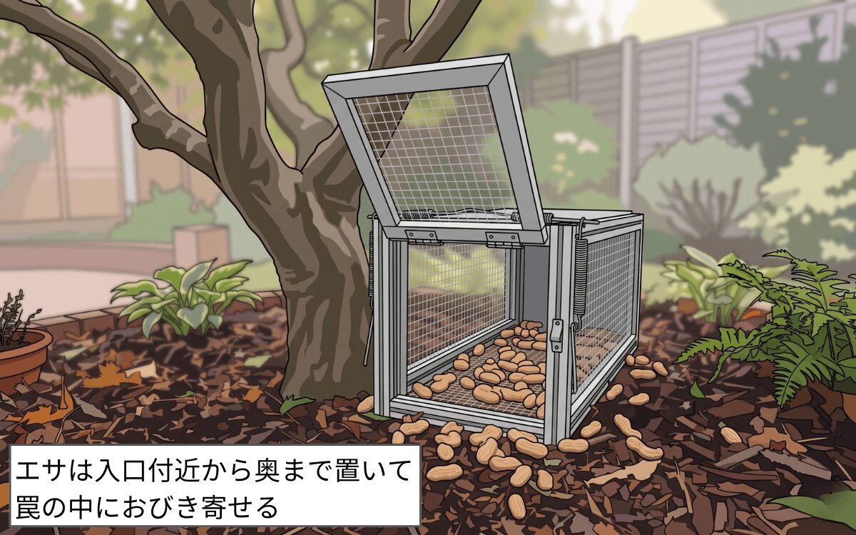 手順③罠の中にエサを入れる