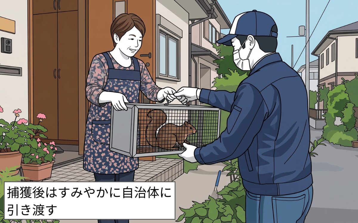手順⑤捕獲後は自治体に引き渡す