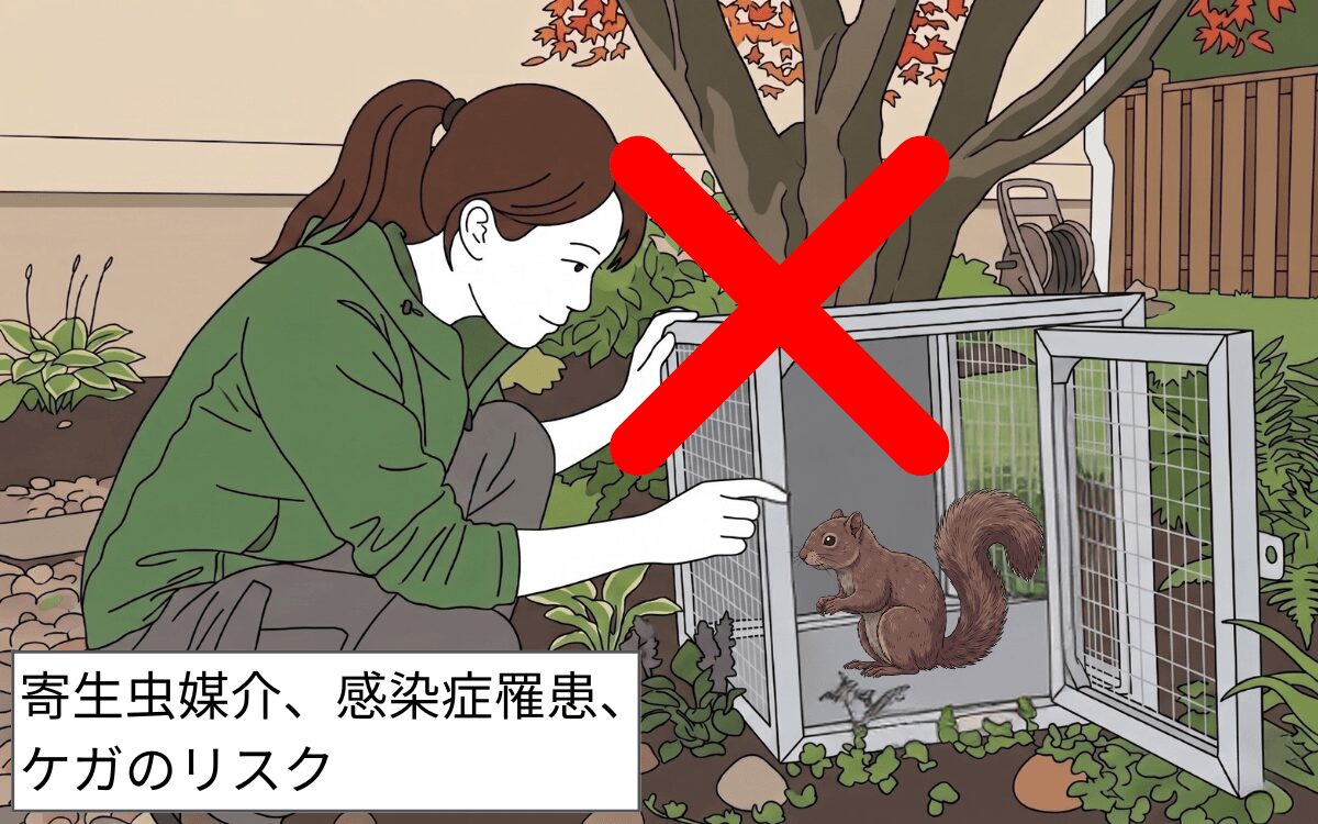 捕獲後は素手で触らない