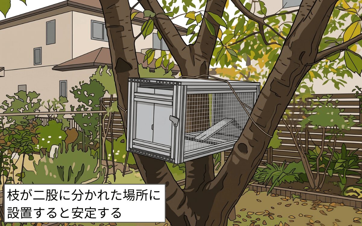 罠の設置場所①庭木の枝