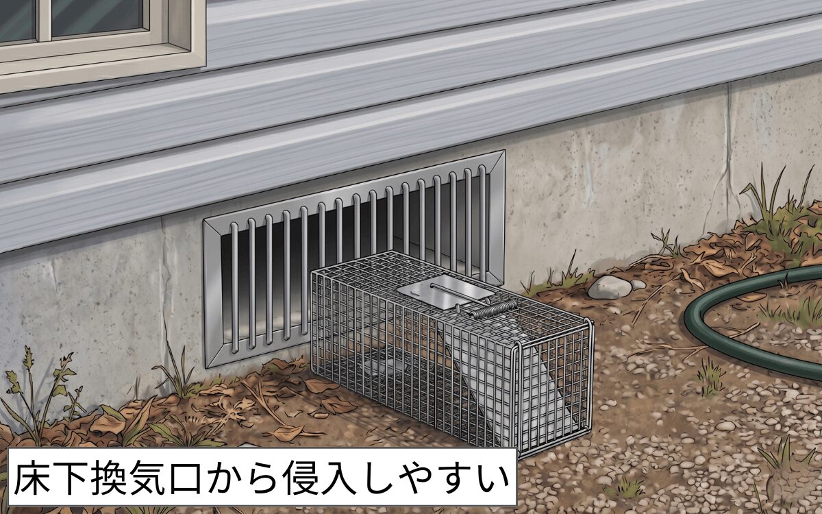 罠の設置場所⑥床下換気口の近く