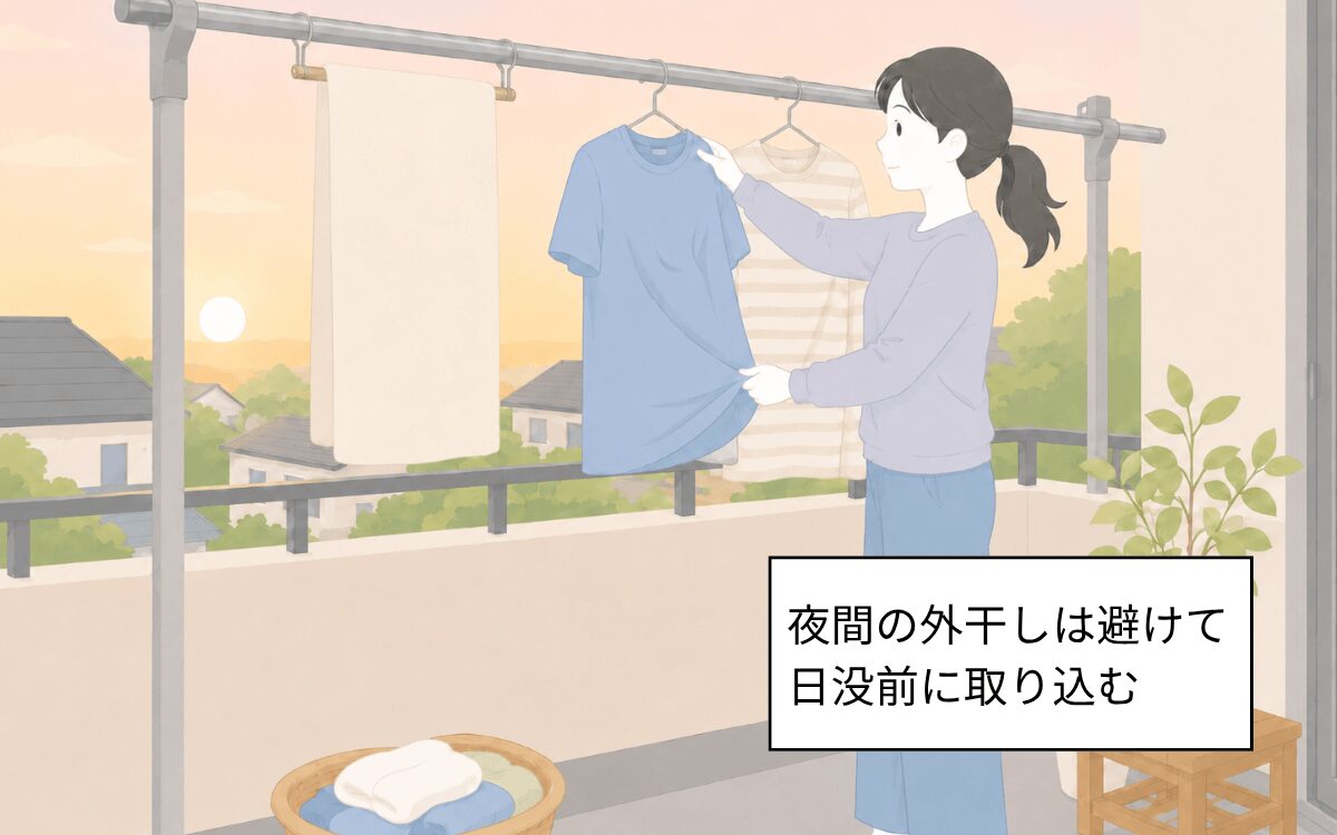 洗濯物を日没前に取り込む