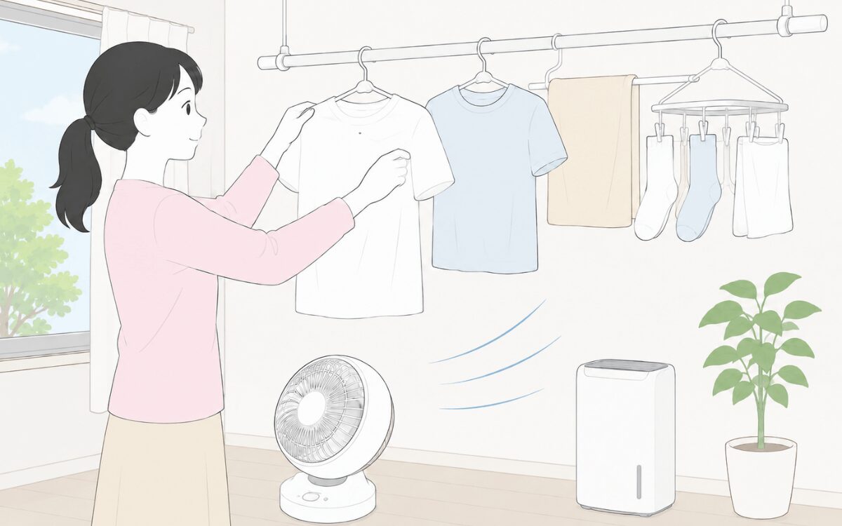 洗濯物を屋内に干す