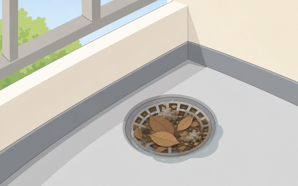 ベランダの排水溝を掃除する