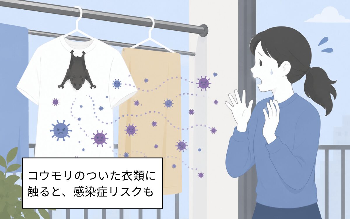 コウモリがついた衣類は危険