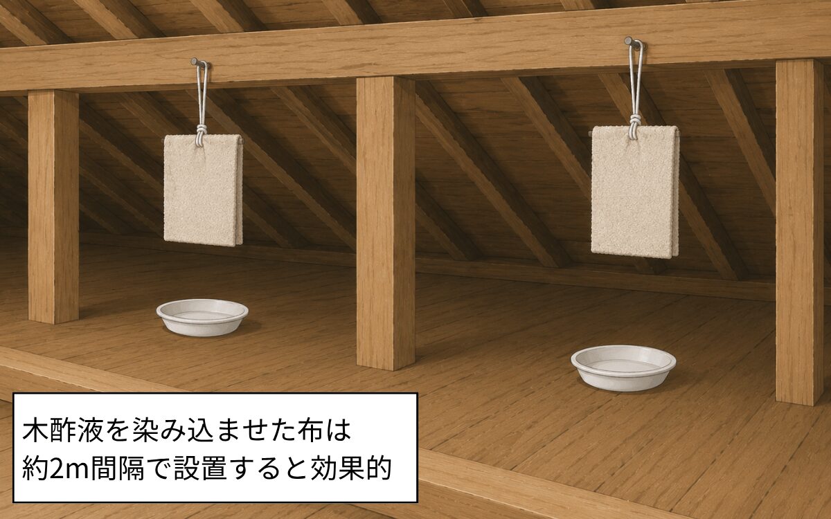 木酢液を染み込ませた布を設置