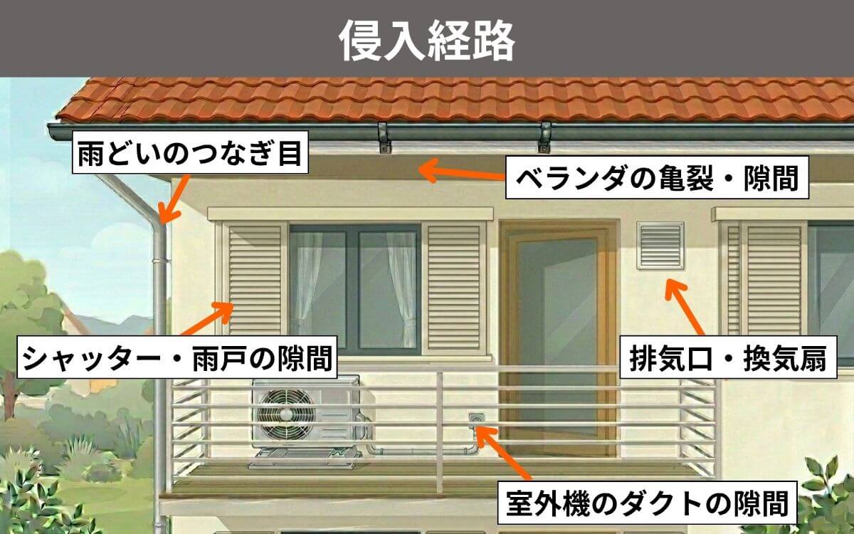コウモリの侵入経路