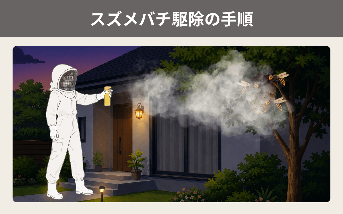 スズメバチ駆除の手順